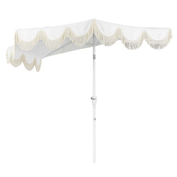 Beverly 9 ft. Designer Classic Scalloped Fringe Half Market Patio Umbrella